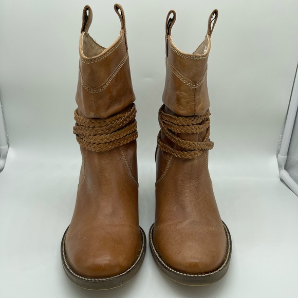 Dingo Twisted Sister Brown Leather Cowboy Boots Booties. Size 9.5 - Picture 4 of 10